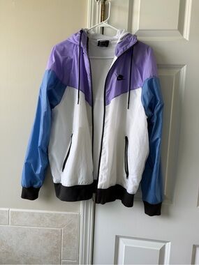 Nike Lavender, Blue & White Colorblock Hooded Windbreaker